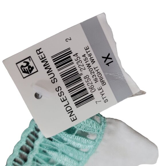 Charter Club NWT Women's 1X White & Mint Embroidered Top with lace vacation - Picture 5 of 5